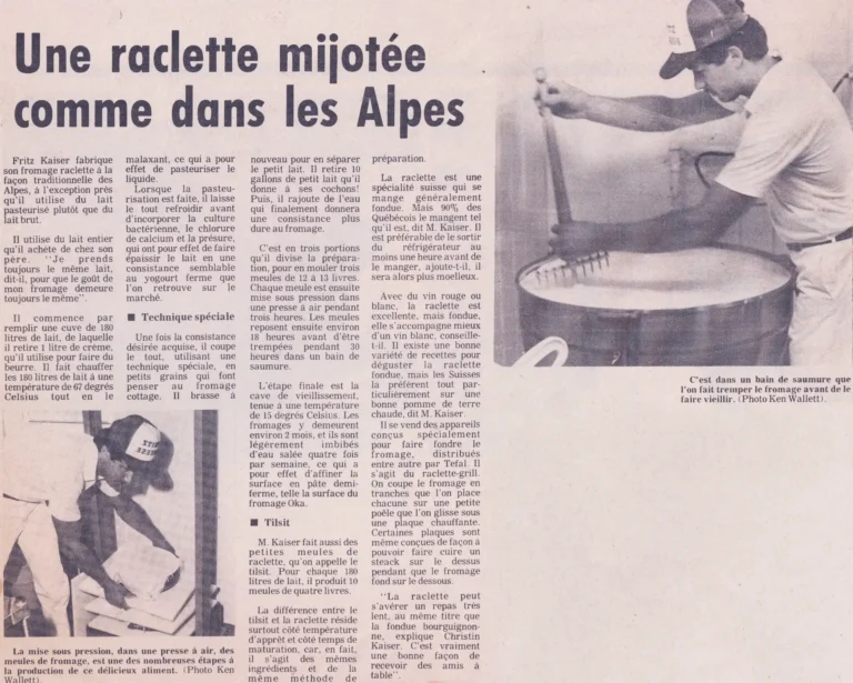 Une raclette mijotée comme dans les alpes article de journal